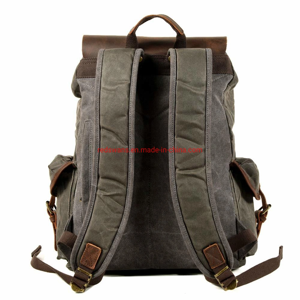 Hot Selling Outdoor Large Capacity Waxed Canvas Waterproof Hiking Travelling Backpack