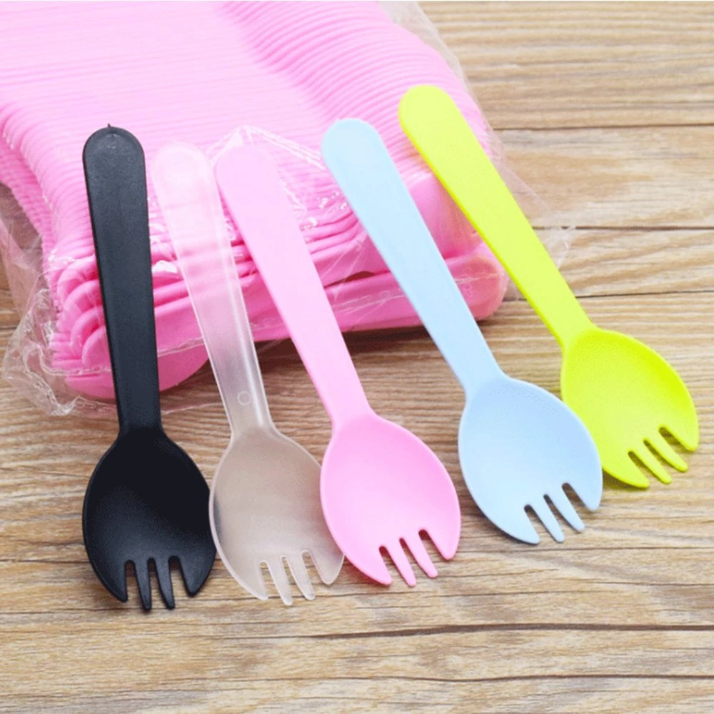 Custom Color Disposable Plastic Cutlery PP Cake 110mm Spork Party Supply