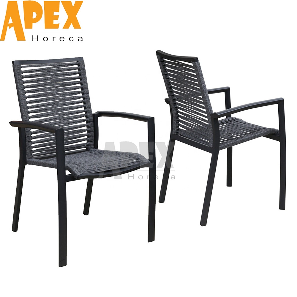 Aluminum Outdoor Dining Table Rope Chair Patio Garden Furniture Set