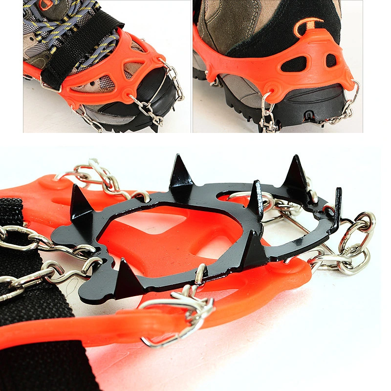 Crampones nieve Hielo Grips Grips zapatos de tacos de tracción antideslizante con 12 dientes zapatos puntas de acero inoxidable protección segura