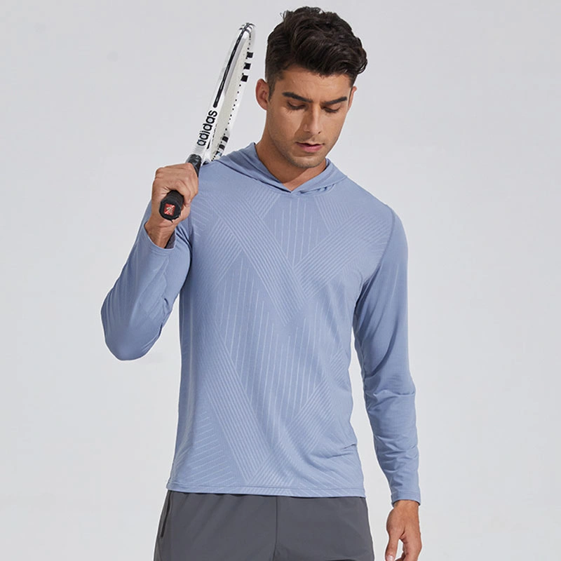 Los Hombres sudadera con capucha de senderismo de camisas de manga larga Activewear ligero entrenamiento Tops camisetas de Sun de pesca