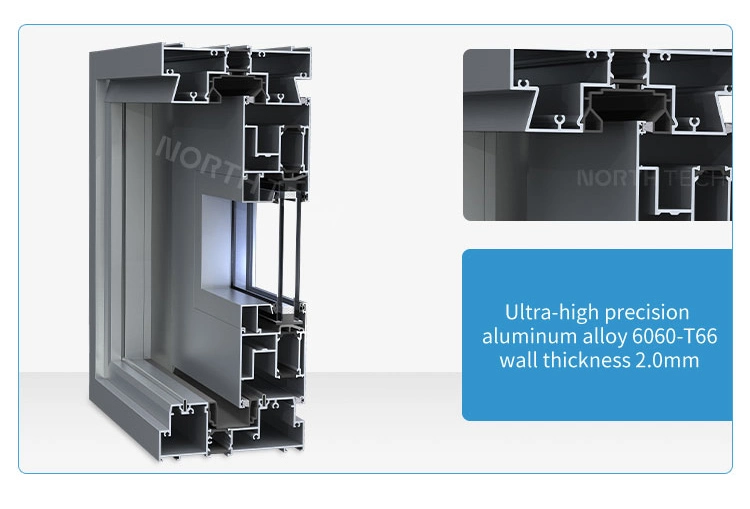 ألومنيوم Nfrc / ألومنيوم خارجي فناء خارجي مزدوج مستدق الزجاج الباب المنزلق