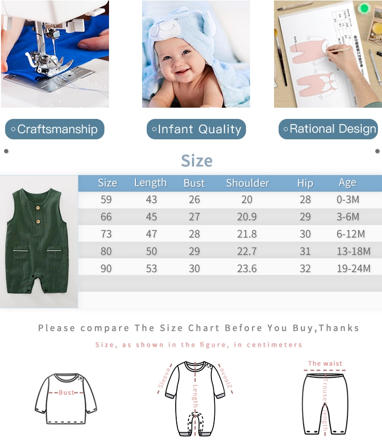 Wholesale/Supplier Baby Clothing Summer Kids Clothing Sets Sleeveless Cotton and Linen Baby Romper