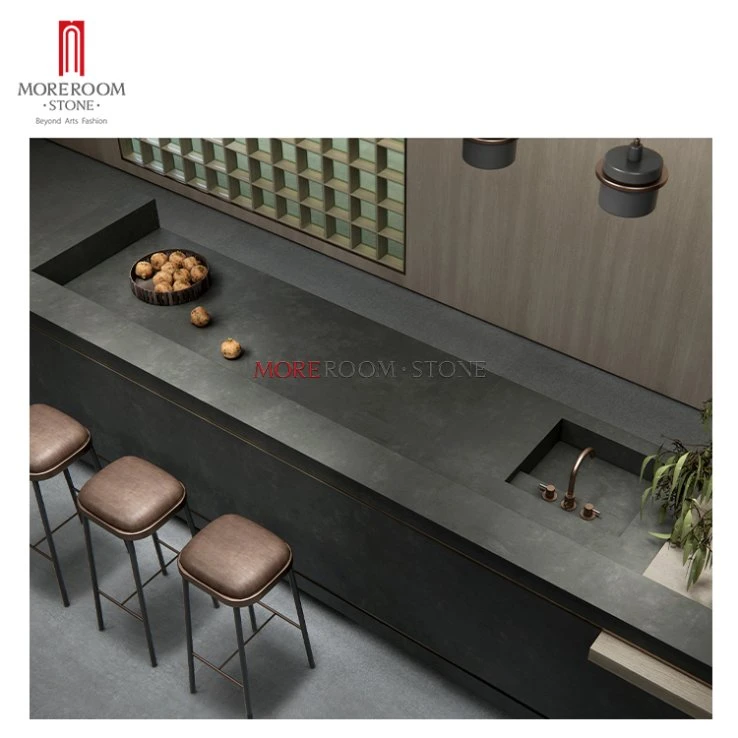 Serie Black and Grey Marmor Look Porzellan Fliesen Sintered Stone Für Esstisch Arbeitsplatte