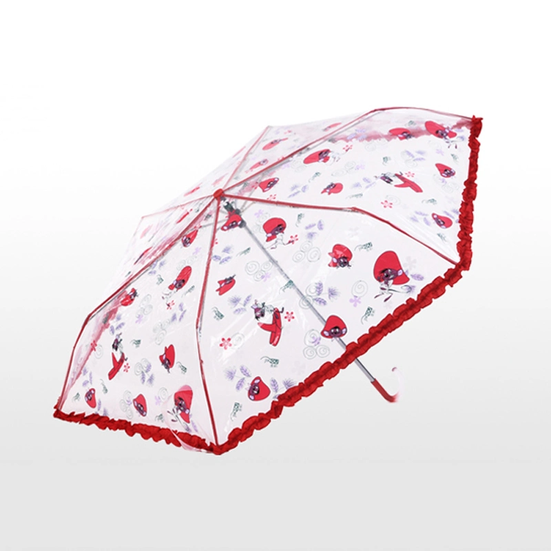 Картонная упаковка Портативный небольшой размер прозрачный/прозрачный края/кружка 3 складной дождевой зонтик Для Kid