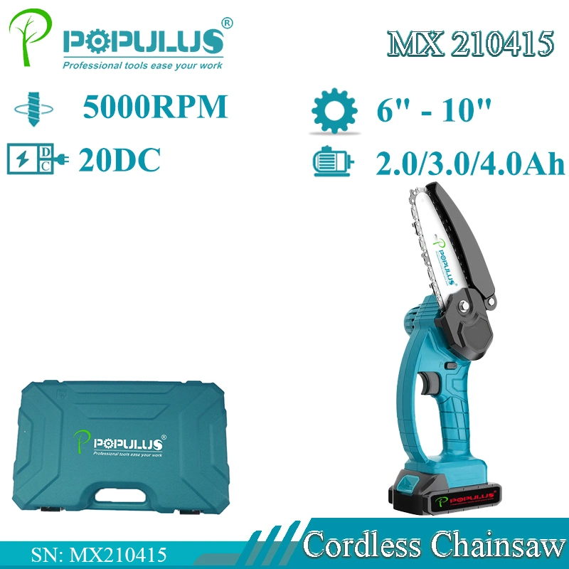 Populus Portable Chain Saws Cordless Mini 20V Rechargeable Electric Chain Saw Power Saw Mini Lithium Battery Chainsaw for Iragi Market