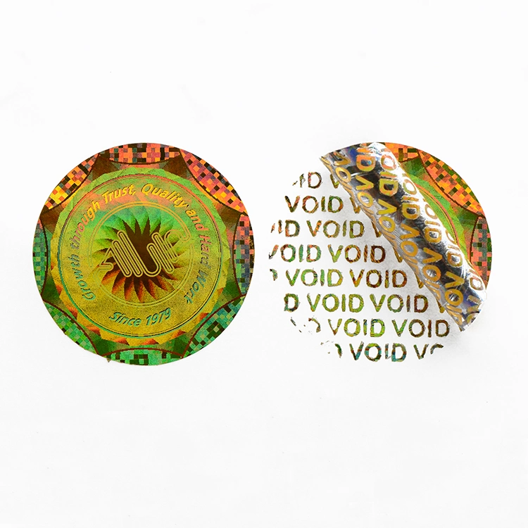 Custom Big Size Round 3D Gold Overlay Hologram Sticker Labels