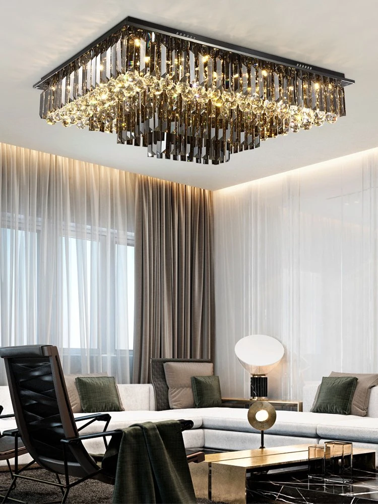 Professional Custom Hotel Hall Large Luxury Lighting Crystal Chandelier Rectangle Pendant Lamp Indoor Fixture Ceiling Light