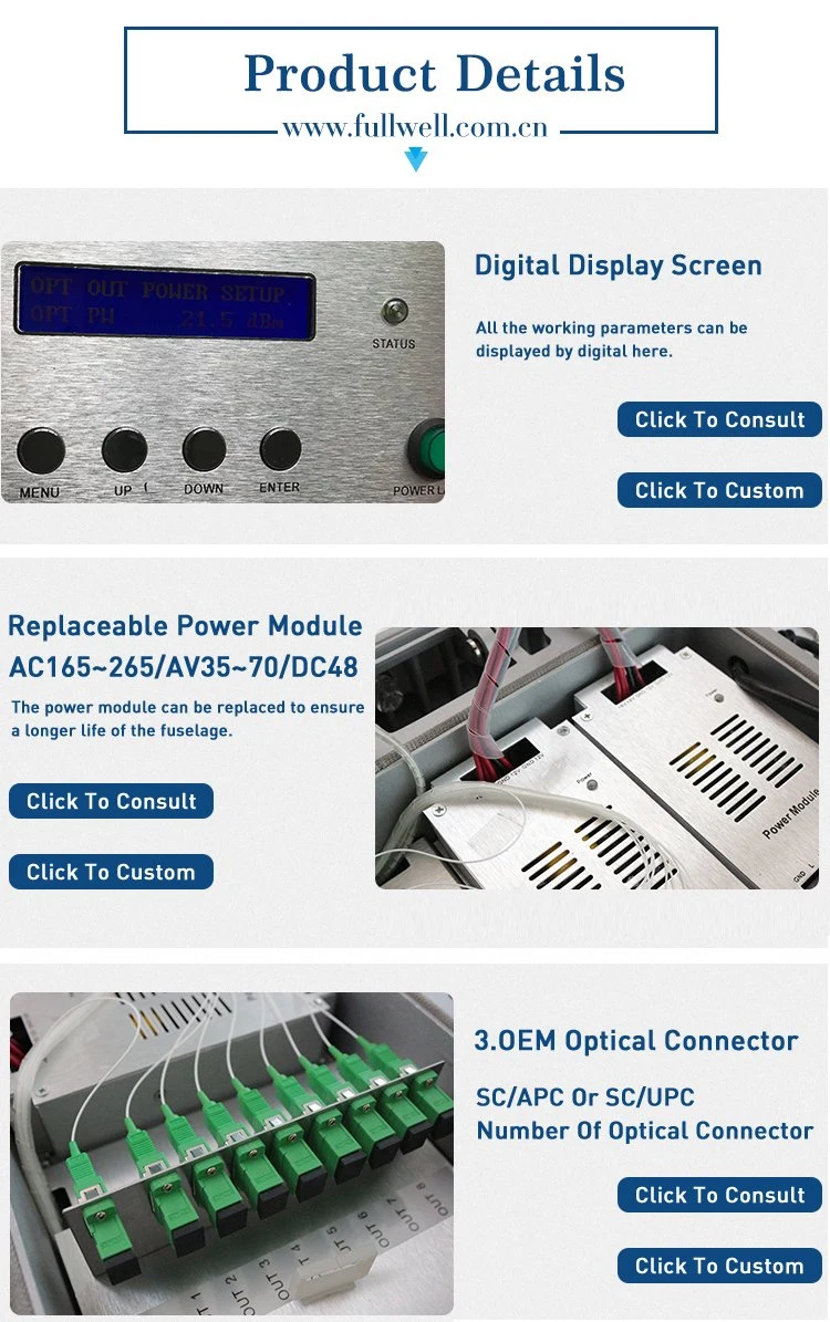 Fullwell Outdoor 16 Port CATV EDFA 21dBm Output Power