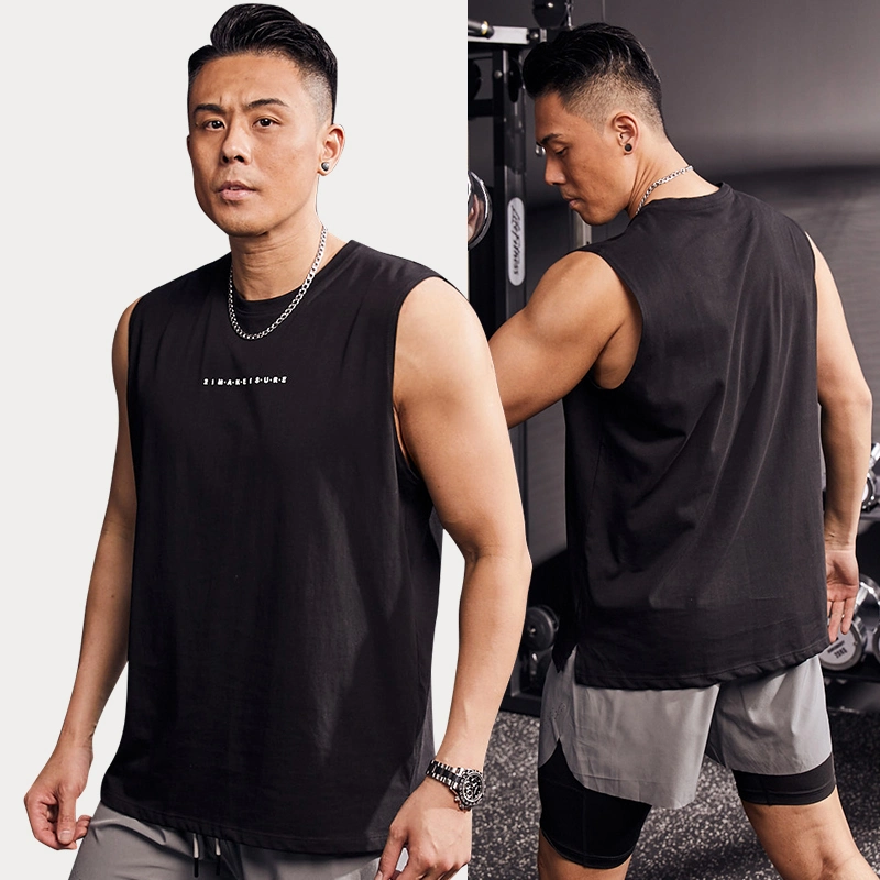 Camisola sem mangas Custom Muscle Fitness para homem com logótipo personalizado Atacado Camisola de running sem mangas Vest para homem