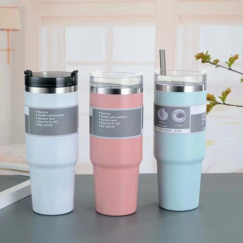 Car Thermos Cup 20/30oz Ice Protector Mug Portable Large Capacity Cup Car 304 Stainless Steel Water Bottle