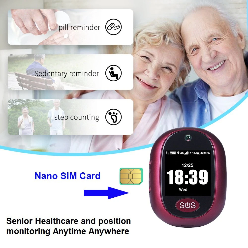 Fashion design IP67 waterproof 4G LTE Elderly Adults safety GPS Tracking device with Camera for remote monitoring V45