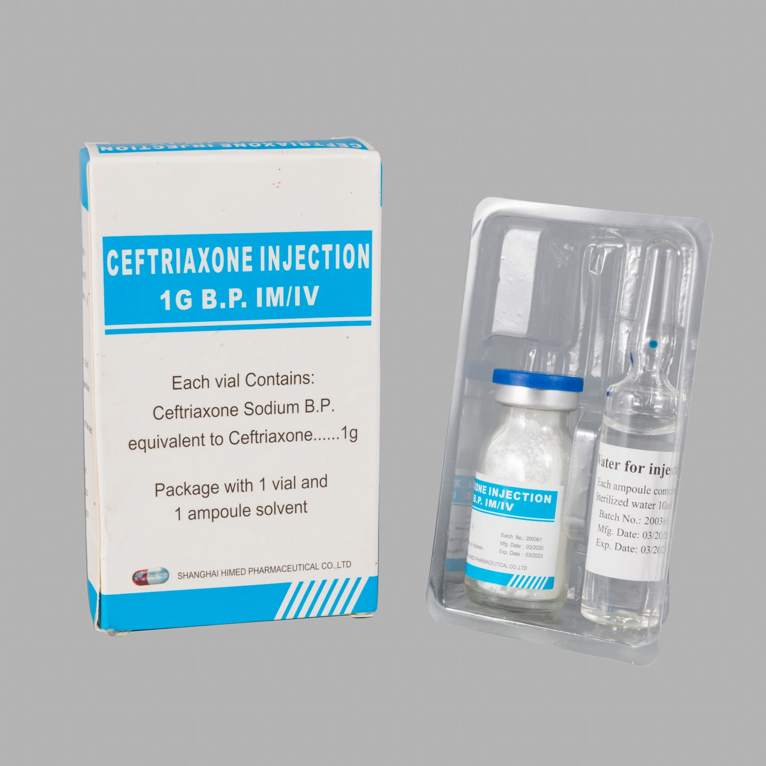 EU-GMP Europe GMP Ceftriaxone Powder Injection 1g 0.5g 500mg Human Drugs
