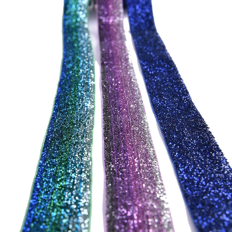 3/4 Inch 19 mm Wide Colorful Good Quality Metallic Velvet Glitter Ribbon for Decoration