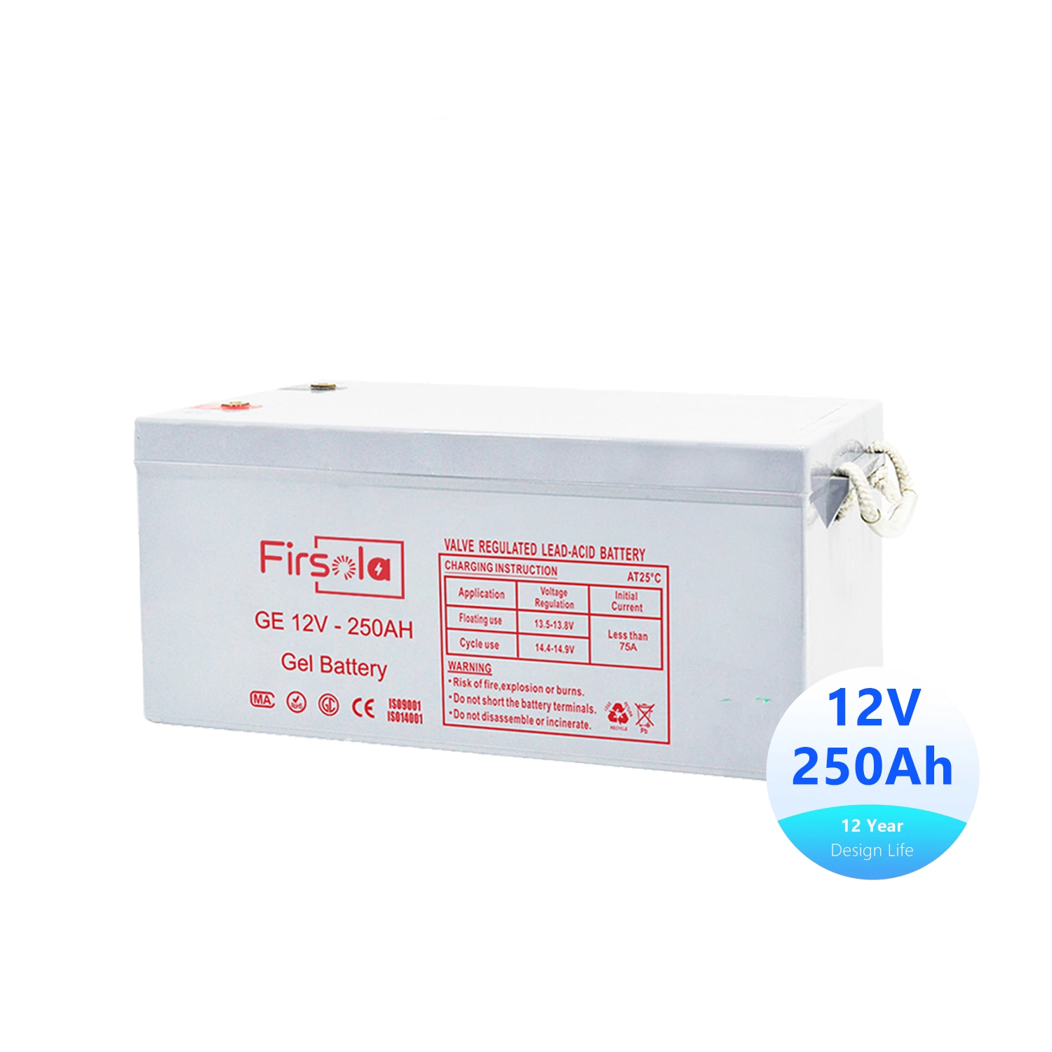 Firsola Lead Acid Battery 100ah 200ah 250ah Battery Powerwall Solar off Grid System Storage Electricity Power Supply