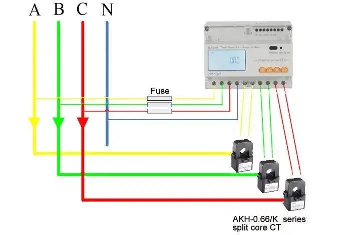 Acrel 0~80RS485 um medidor de energia 3 da fase da energia de tensão do trilho DIN Medidor de Ampère Adl3000-E/C de contadores de electricidade bidirecional