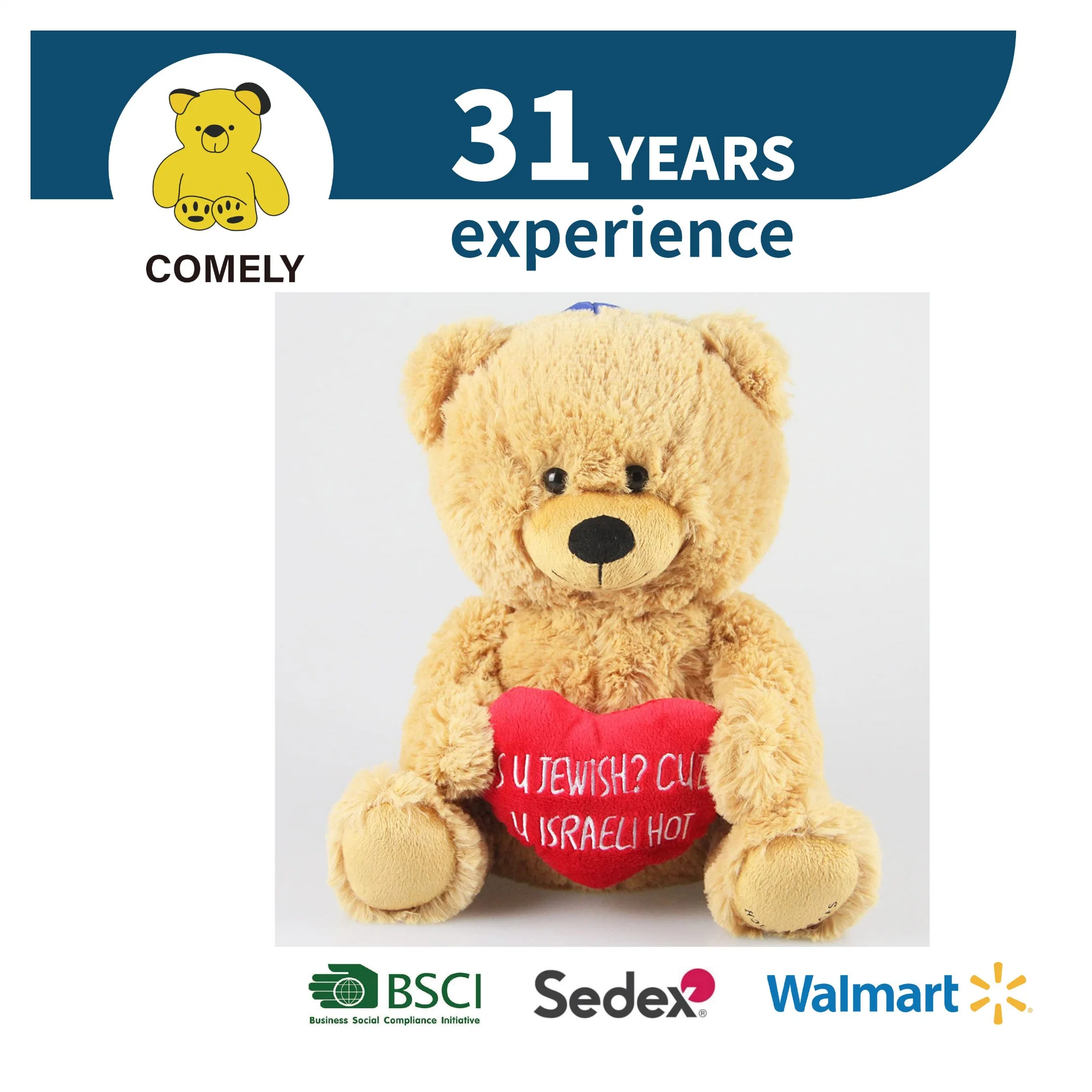 Custom Stuffed Soft Teddy Bear Plush Toy for Promotional Gift for Kids Children Toy Mascot BSCI BSCI Sedex ISO9001