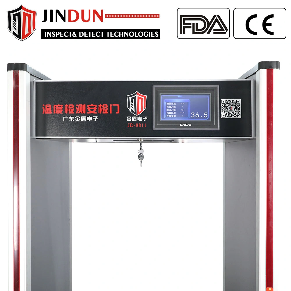 La función de detección de metales escáner automático de temperatura del cuerpo de la puerta de caminar a través de