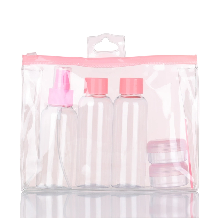 Pet Bottle and Jar Cosmetic Bottle Travel Set Kit with Zipper Bag