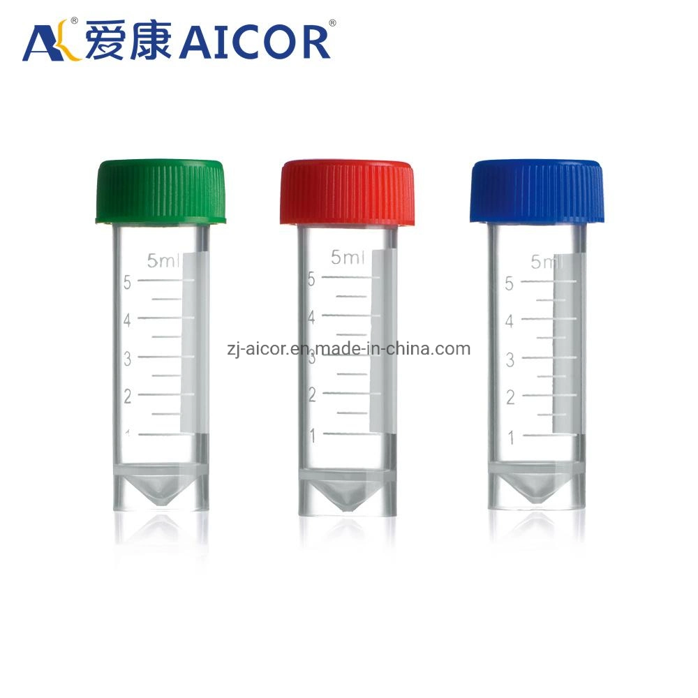 Aicor Material Importado PP 5ml Self-Standing la congelación de tubo con escala médica Laboratorio de Productos de plástico