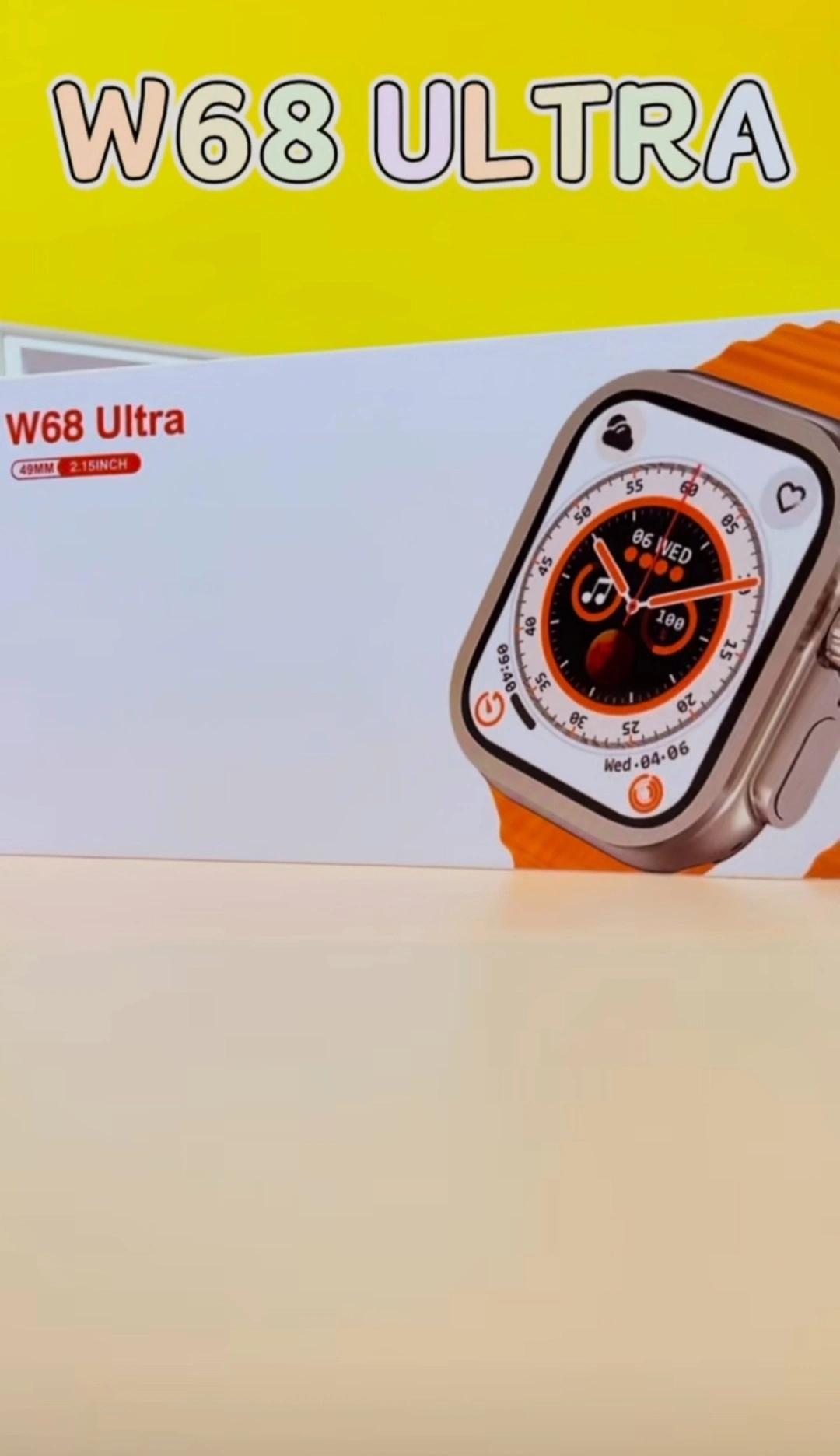 W68 Ecrã Ultra OLED Ladies Smart Watch com Verde Preto Branco Laranja