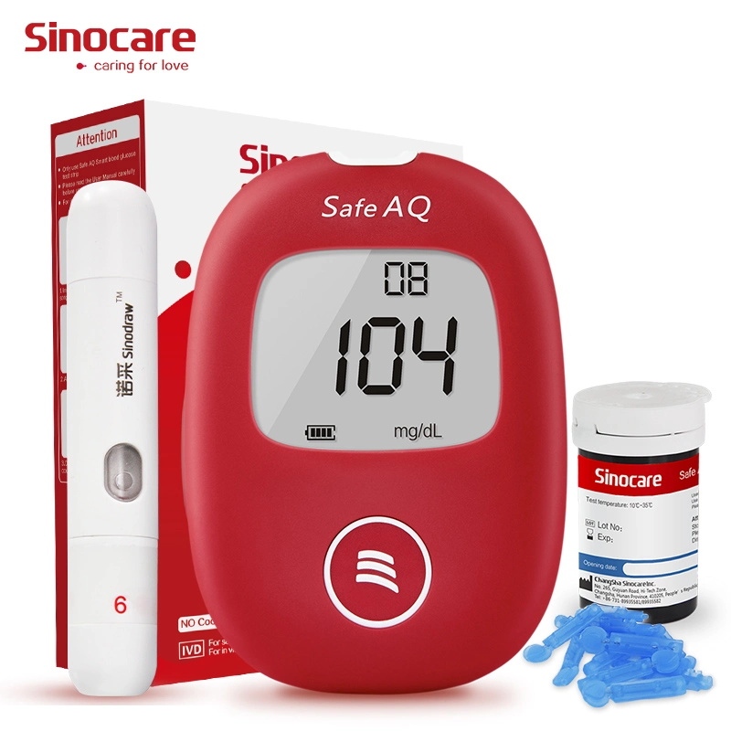 Sinocare Glucose Meter Non Invasive Continuous Glucose Meter Blood Sugar Glucose Monitor Glucometer 50 PCS Diabetic Test Strips