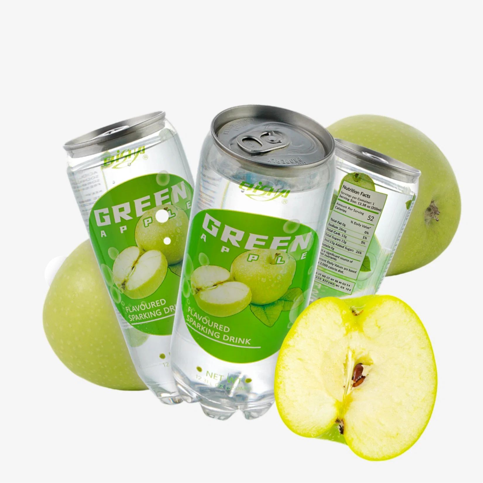 350ml lata de agua carbonatada con sabor a manzana verde - Personalizar etiqueta