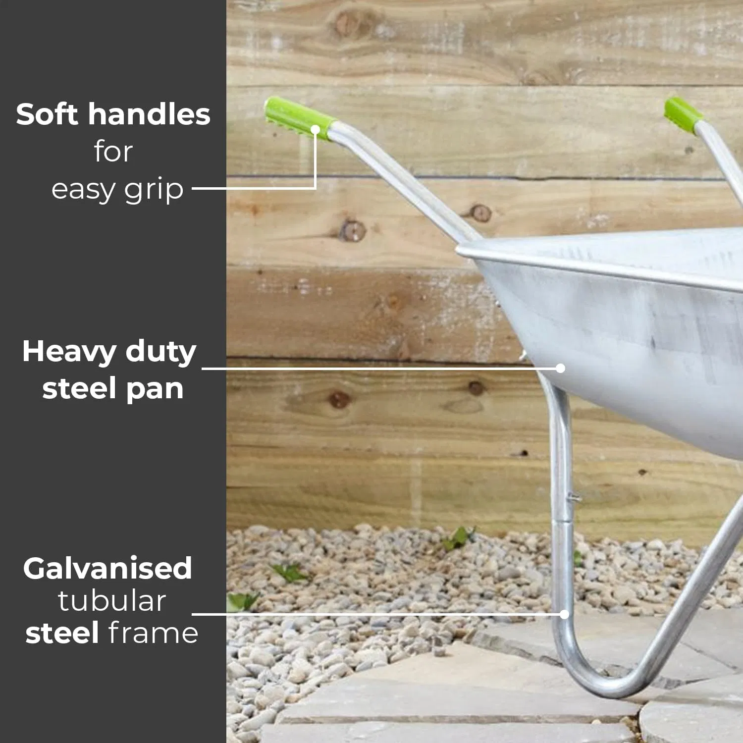 Wheelbarrow Home Garden Cart Galvanised with Pneumatic Tyre (65L)