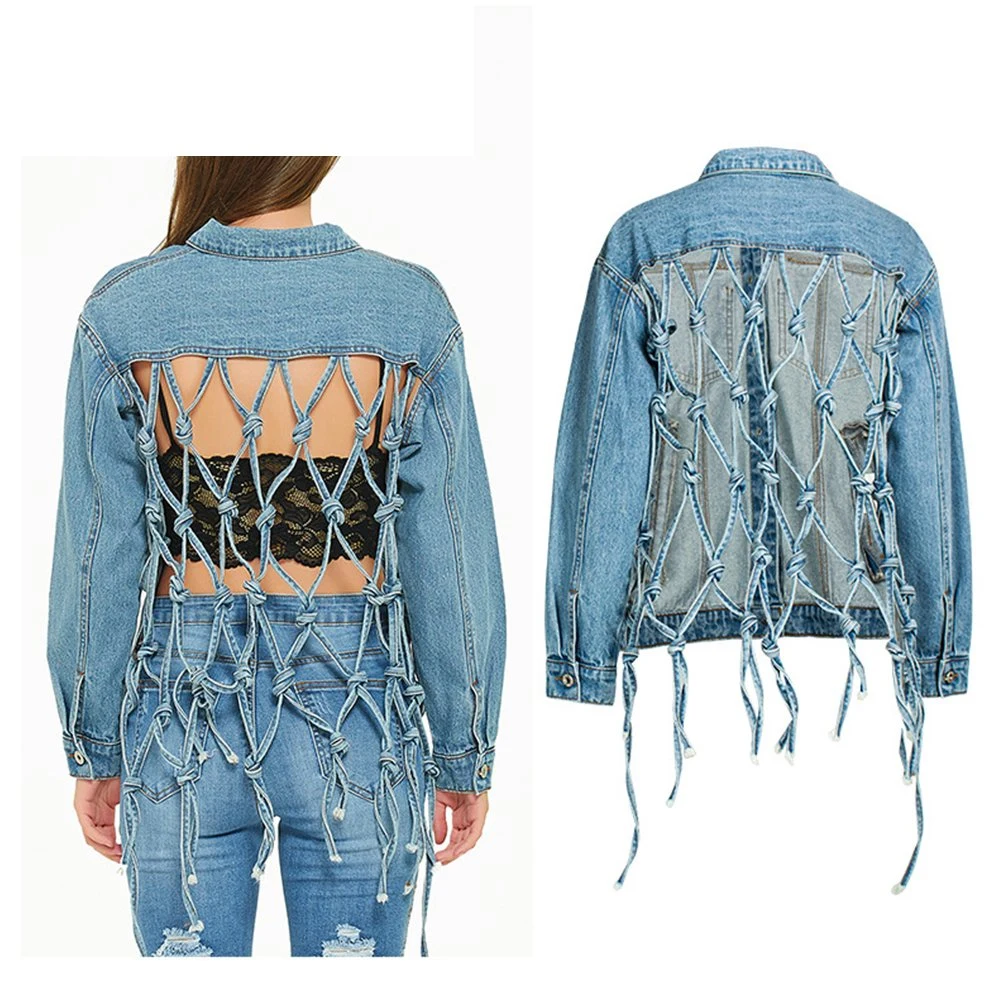 Sexy Design Blue Denim Jacket Women Short Jean Denim Coat Ladies Bike Jackets Woman Apparel