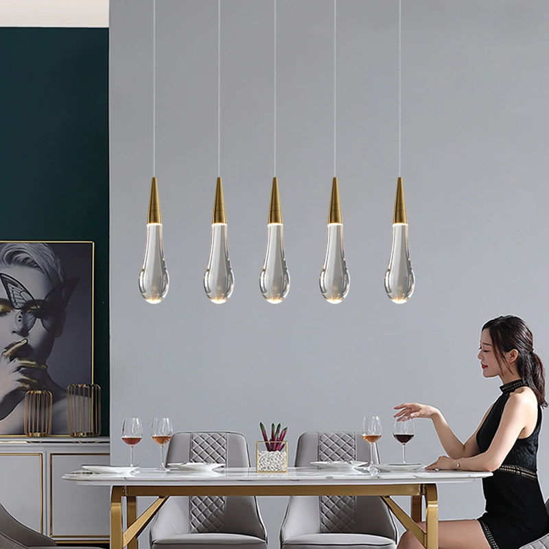 Wasser Tropfen Design LED Pendelleuchten Esszimmer Kronleuchter Küche Insel Hängelampe Home Beleuchtung Gold Kristall Treppe Luster