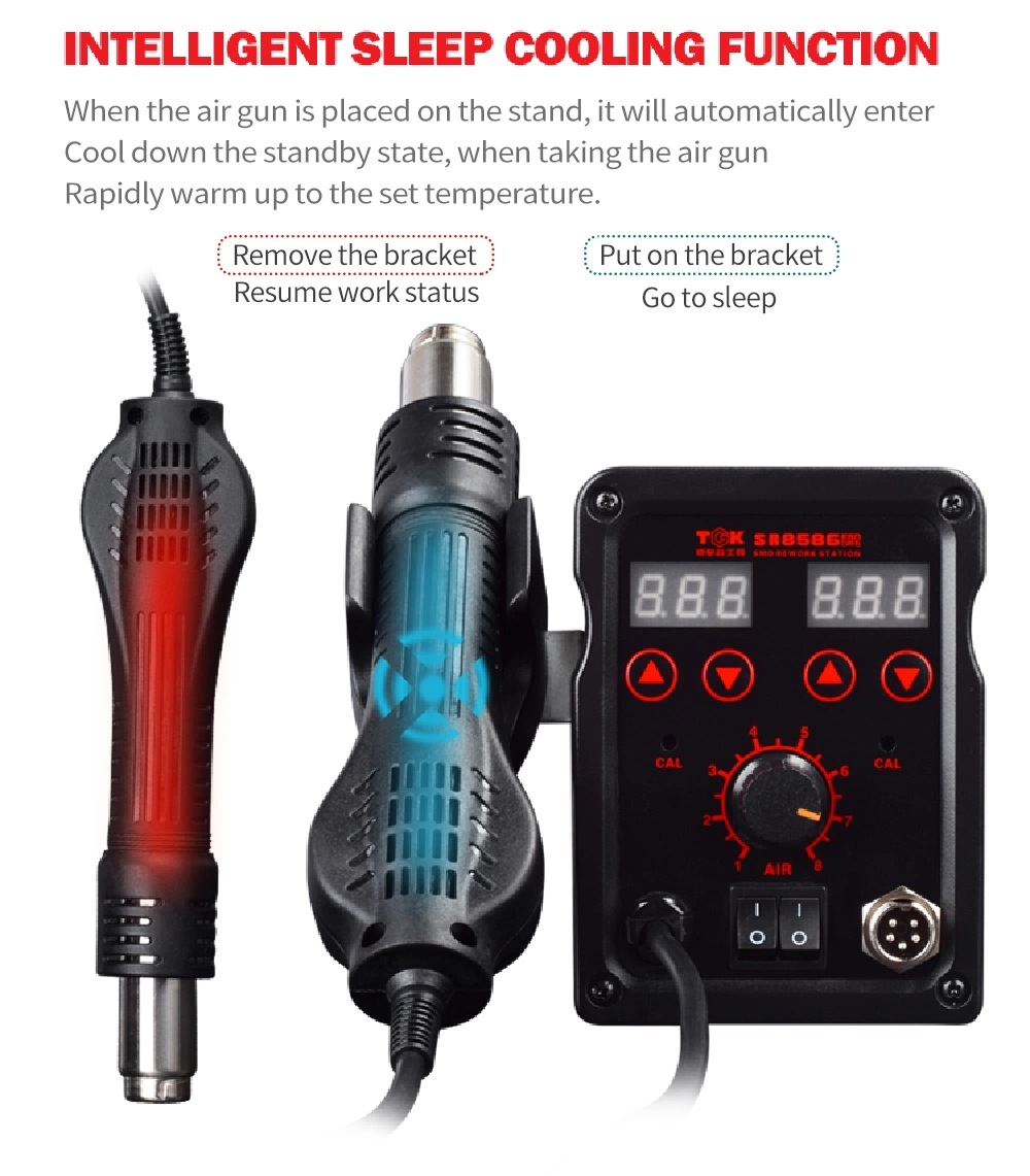 Hot Air Gun Soldering SMD Rework Station for Re-Soldering Ports Sr858d