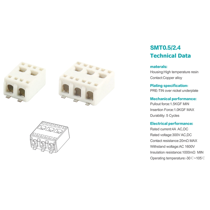 SMT Type Wire Fast Connectors (Push-in) for LED Rigid Strip