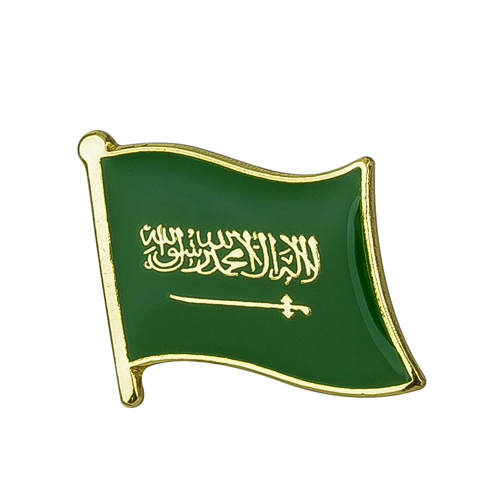 Factory Custom Saudi Arabia Badge Metal Souvenir Gift Coconut Tree Saudi Arabia National Day Flag Enamel Saudi Pins Badge