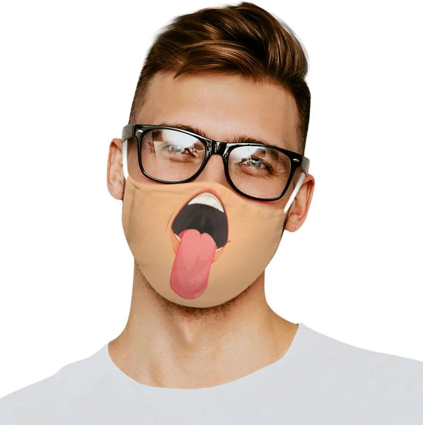 Mens Reusable Unisex Funny Washable Face Mask Half Face Mouth Mask Hiphop Cartoon Mask