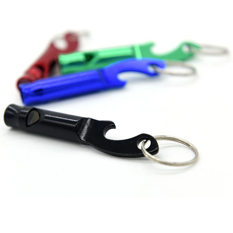 Logo Laser Mini Pocket Aluminum Keychain Keyring Whistle Portable Beer Bottle Can Opener Promotion Gift Custom Logo