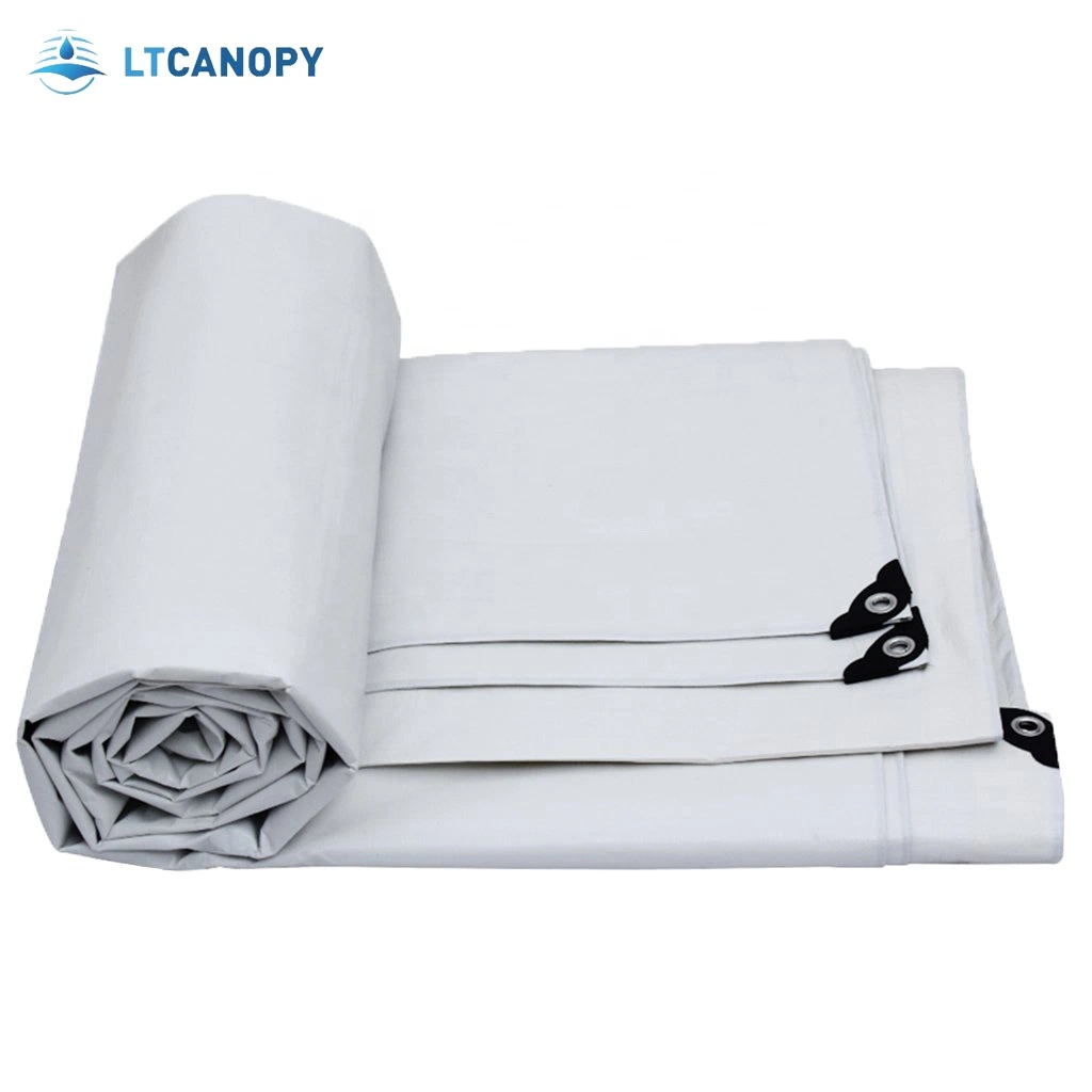 Litong High Strength 0.40mm White Canvas PVC Mesh Coated Fabric Tarpaulin Durable for Roof Cover Party Tent Truck Waterproof Awning Canvas