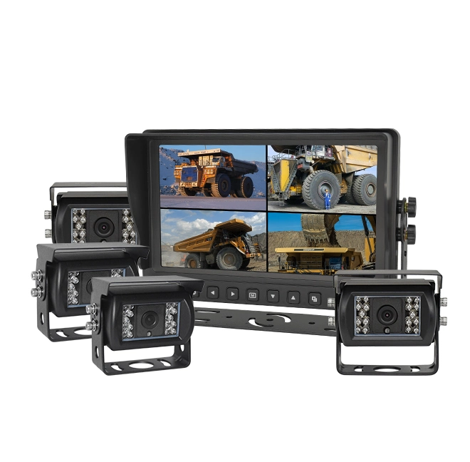 Kommerzieller 9-Zoll-Quad-Monitor mit IP69K-Rückfahrkamera