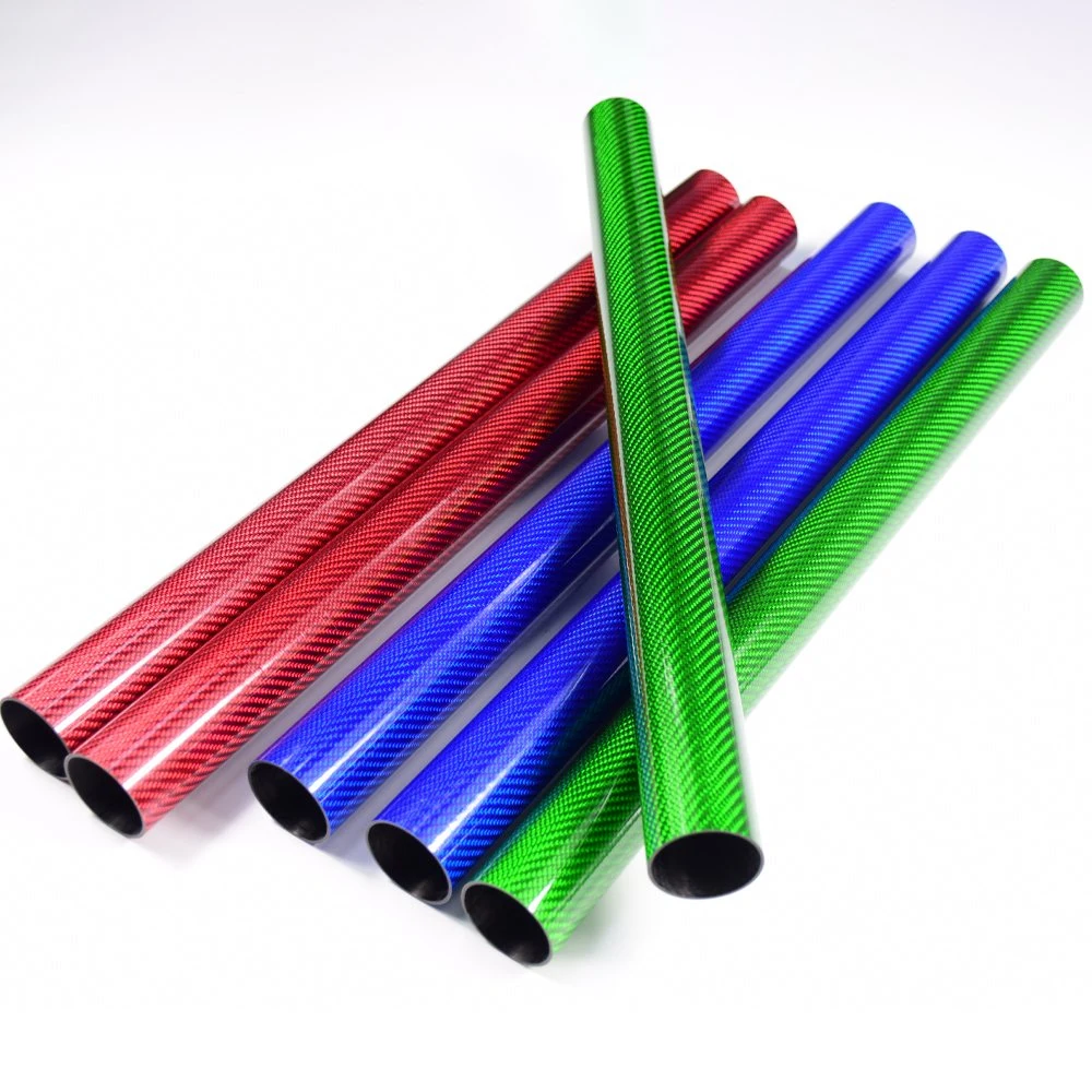 Hot Sales 25mm 30mm 50mm 100mm Custom Telescoping Hollow Roll Wrapped 3K Weave Color Carbon Fiber Round Tube