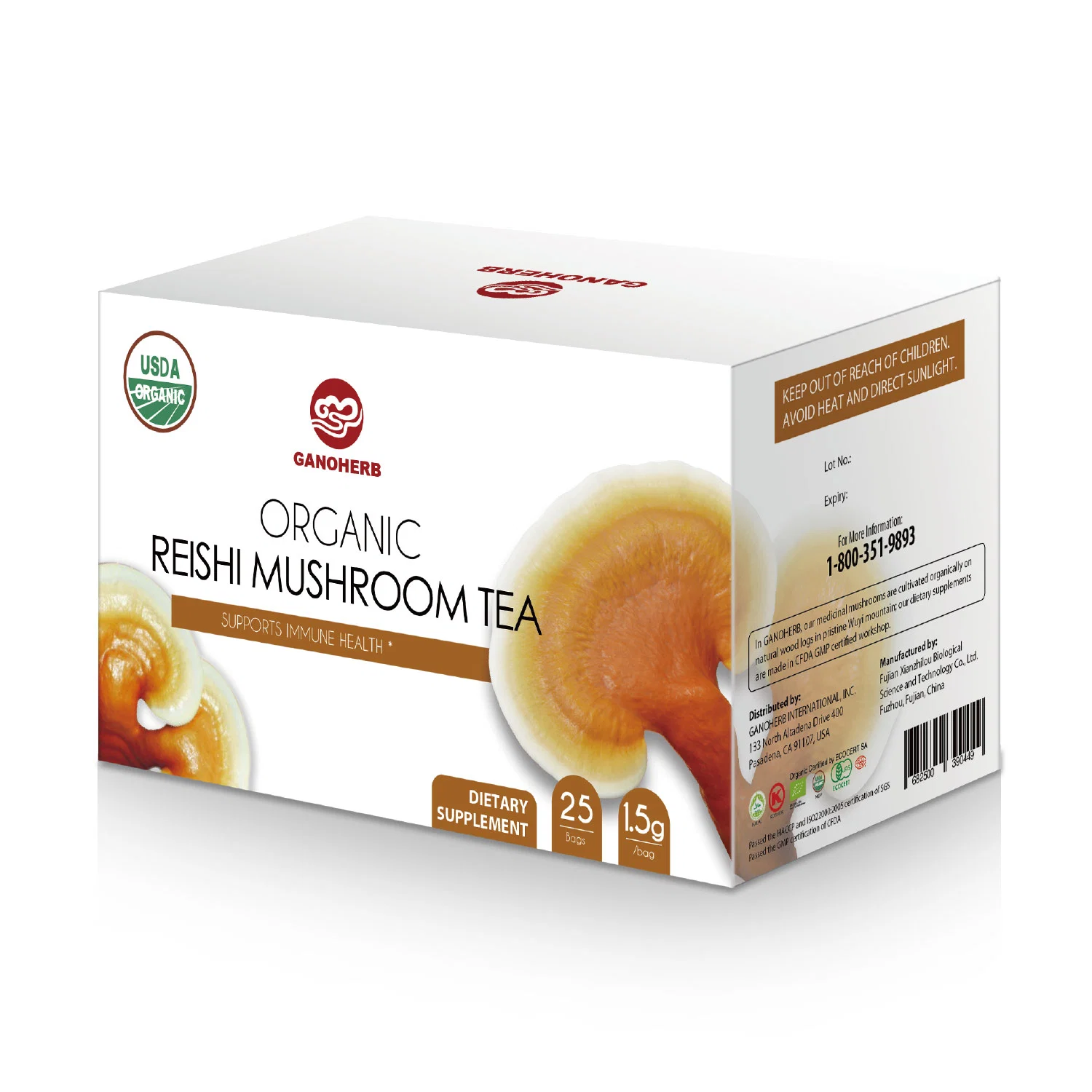 China 100% OEM Private Label natürliche Kräutertee Reishi Pilz Mit Ganoderma Lucidum Hersteller Großhandel für die Unterstützung der Immun-Gesundheit