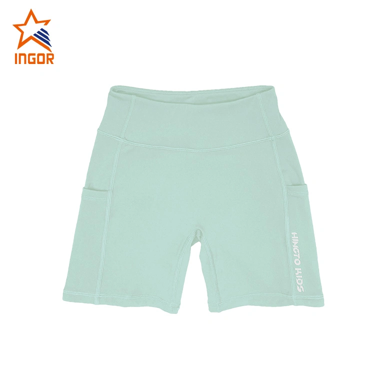 Ingorsports Vêtements d'enfants de la soie Logo d'impression deux poches latérales court vêtement de sport de maillots de bain pour enfants