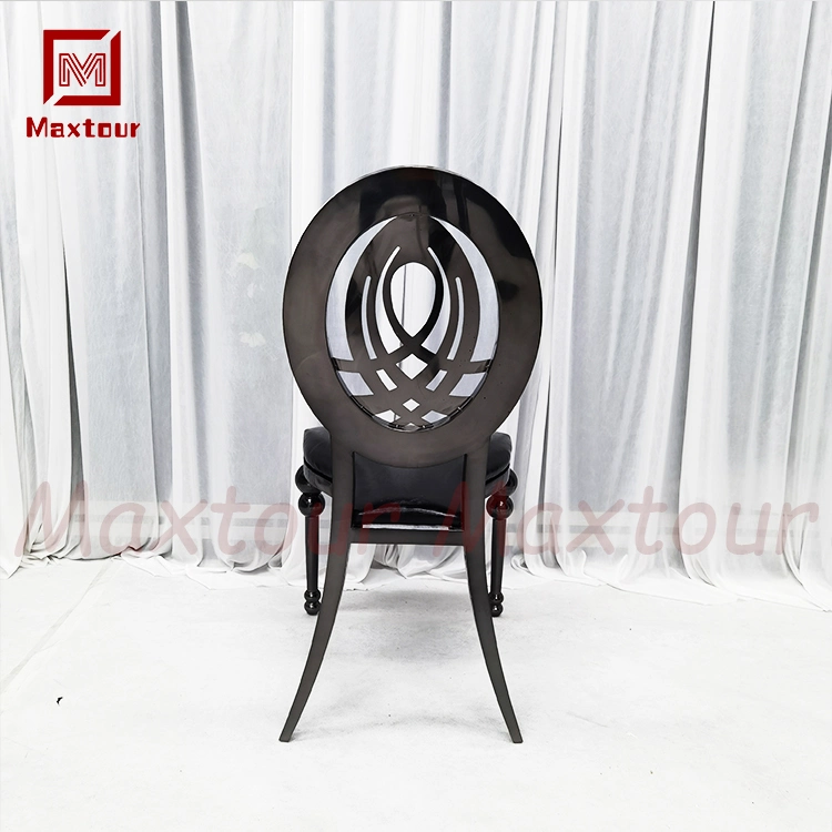 Black Throne Chairs Wedding Chair Stainless Steel Round Wedding Party Decoration