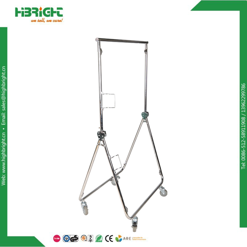 Rolling Heavy Duty Metal Folding Commercial Display Designer Supplier Collapsible Clothing Garment Rack