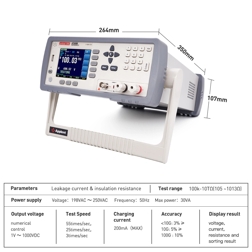 At688 1000V 100K Ohm Leakage Current and Insulation Resistance Tester