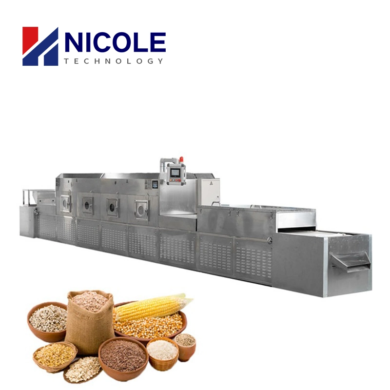 CE Automatic PLC Industrial Continuous Tunnel Conveyor Belt Food Nut Condiments Spices Tea Leaves Drying Sterilization Microwave Oven Dryer Machine