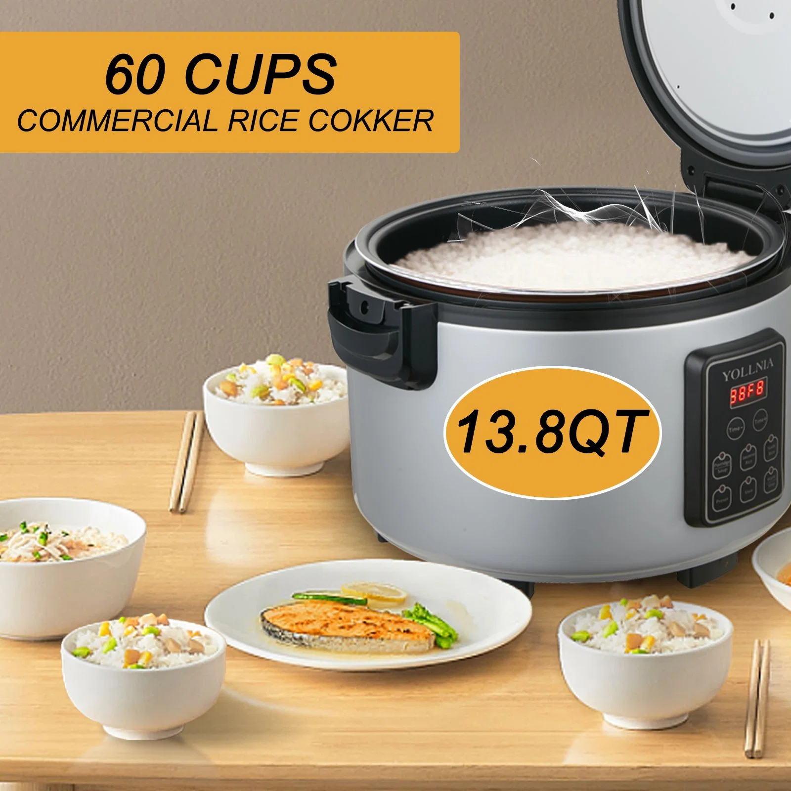 XL 2500W Kitchen Equipment Commercial Rice Cooker Warmer Over 12 Hours