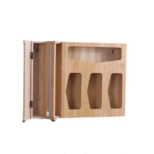 Customized Wooden Bamboo Ziplock Bag Storage Drawer Organizer Box