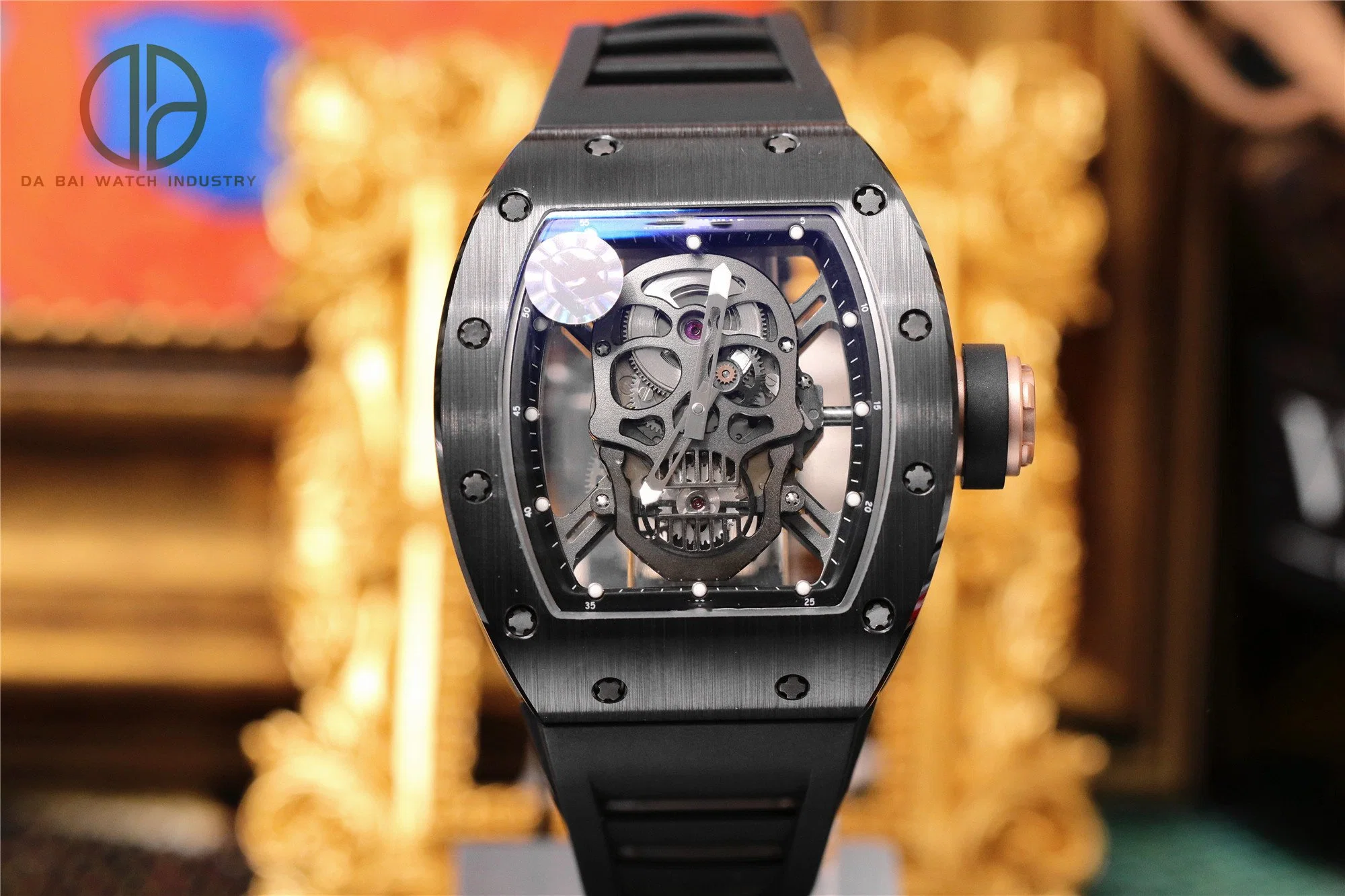 Luxury Watch Skull BBR ZF T+ Watch Black Ceramic Carbon Fiber Hollow Automatic Reloj mecánico para hombre