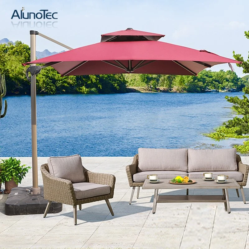 Flexible 360 Degree Turning Outdoor Furniture Roman Folding Parasols Patio Umbrellas