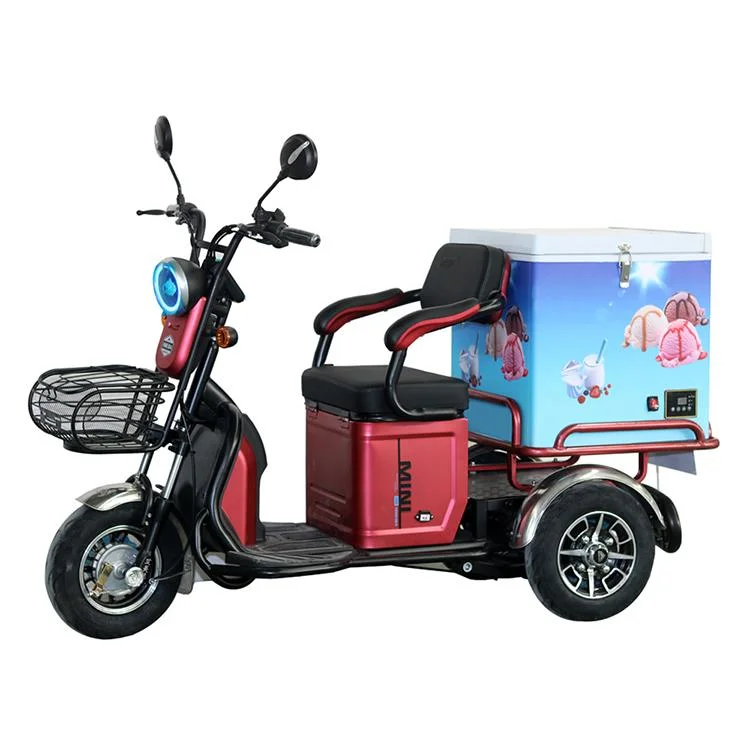 Triciclo congelador refrigerado eléctrico Ice Cream Trike com Frigorífico entrega Caixa