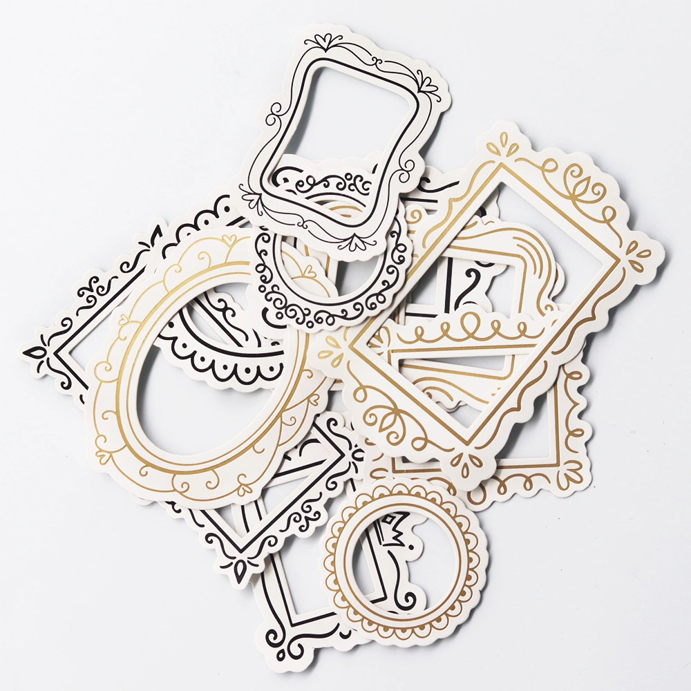 Custom Design Gold Stamping Die-Cut Chipboard Frames Scrapbooking Paper Craft Decorated Frame